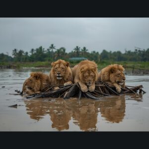 Flooded Farmhouse Se 6 Lions Rescue Kar liye