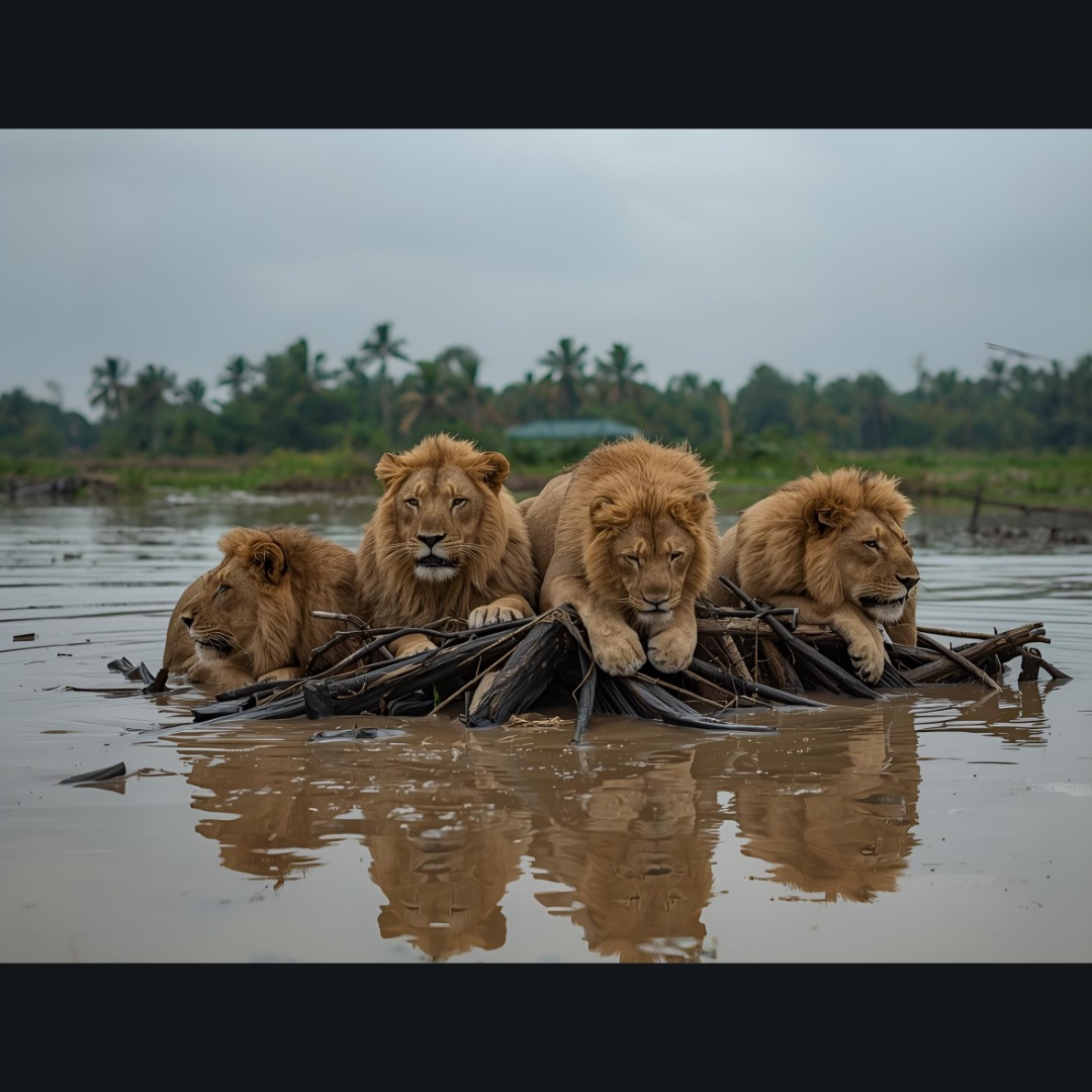 Flooded Farmhouse Se 6 Lions Rescue Kar liye